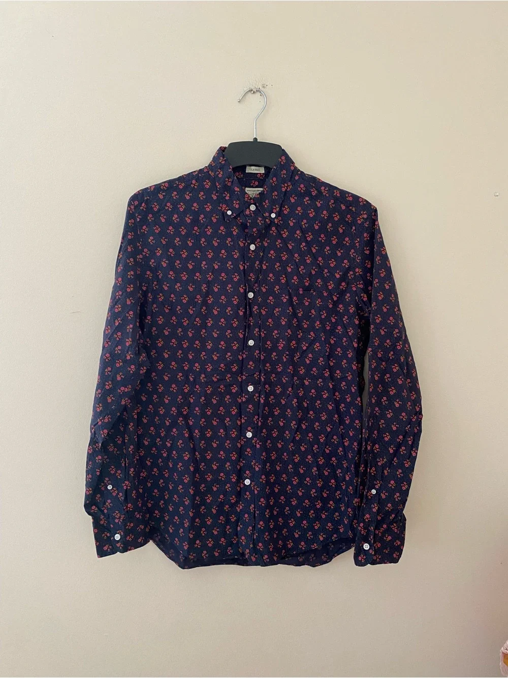 J. Crew Stretch Cotton Navy and red ditsy floral Button-Down Shirt unisex